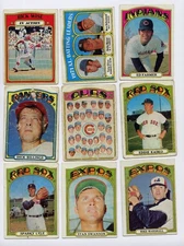 9 Vintage 1972 Topps Baseball Cards Lyle Farmer Murcer Oliva Billings Wise Kasko