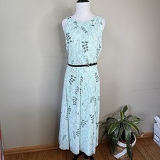 Tommy Hilfiger Women's Aqua Turquoise Blue Floral Print Maxi Dress Size 14 Flowy
