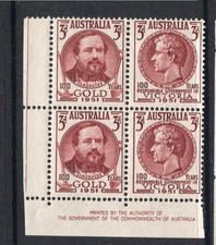 AUSTRALIA PREDECIMAL 1950 GOLD IMPRINT BLOCK VERY FINE MNH.,.......,.6