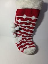 Knitting Style Christmas Stocking Red And White 20 inches