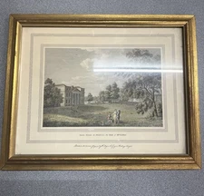 Vintage Etching Print Grove House In Middlesex The Seat Of Mrs Luther Framed