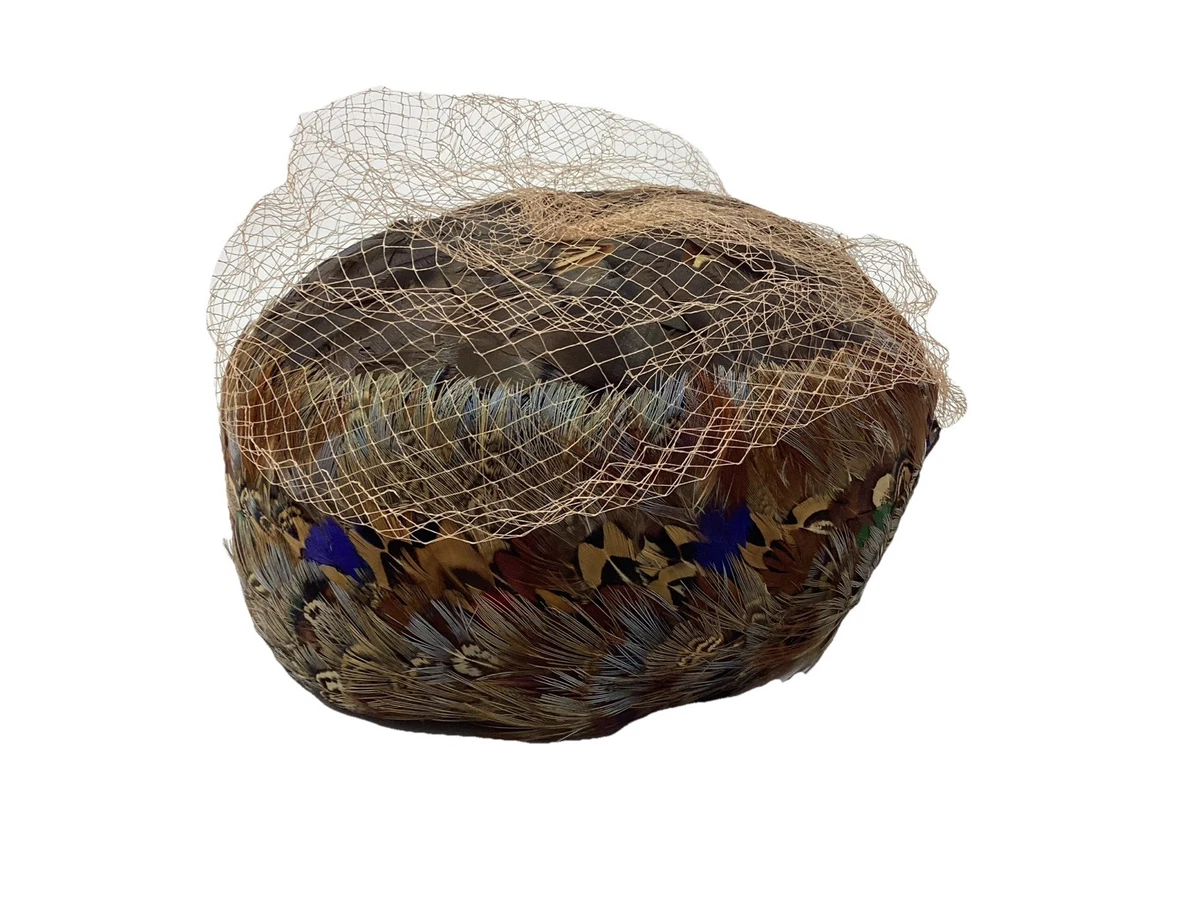 Vintage Henry Pollak Netted Pillbox Hat Brown Felted Wool Union Made 1950s 60s mink pill hat size small main image 4
