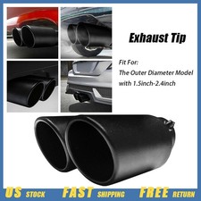 Dual Exhaust Tips Black Steel Stainless Inlet 1.5-2.4  Custom Slant Round EXV