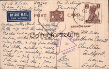 1942 WWII  Lt RF Creer 10th Lancashire Fusiliers field post card From India R006