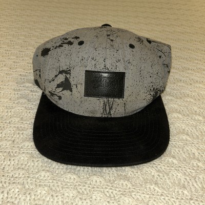 Stussy Y2K Paint Splatter Snapback Black Gray  Hat Cap Suede Bill