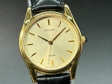 N MINT Vintage CITIZEN Exceed 3330-C80410 Gold 23mm QZ Watch From JAPAN