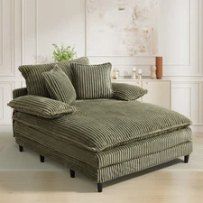 57.08" Oversized Chaise Lounge Sleeper Sofa Chair Indoor w/ Adjustable Backrest