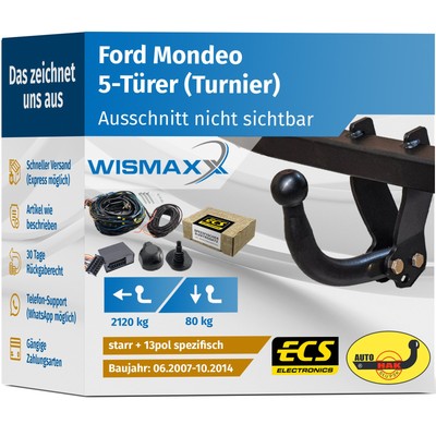 ANHÄNGERKUPPLUNG starr für Ford Mondeo 07-14 +13pol E-Satz ECS