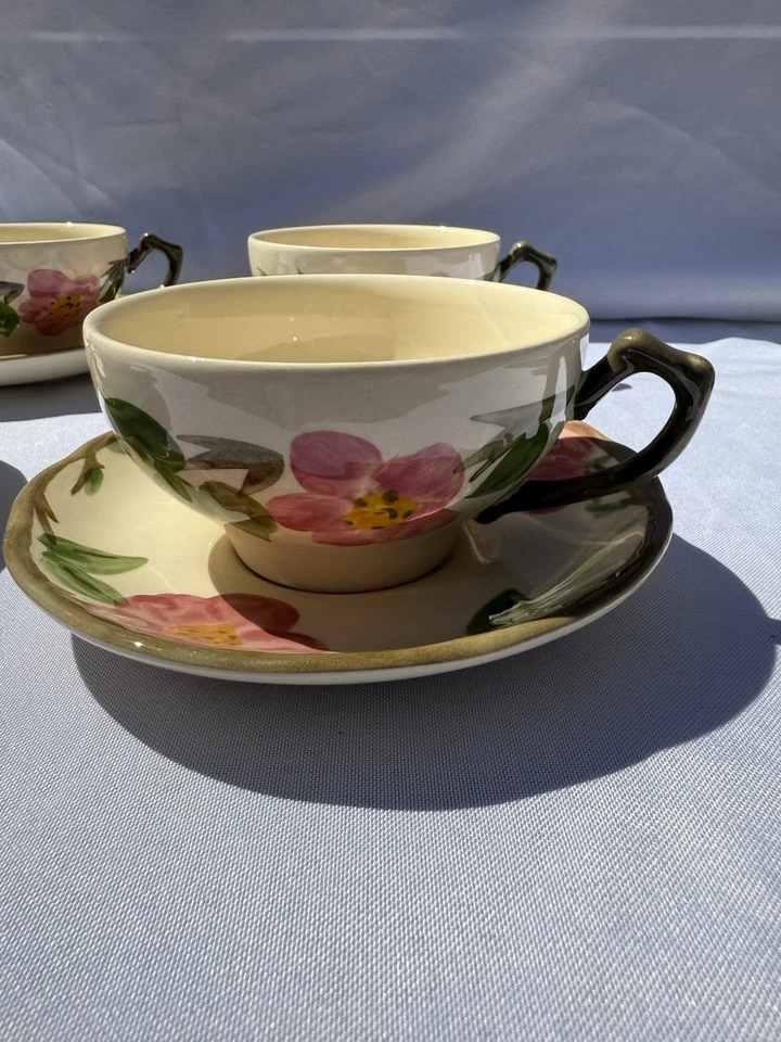 Juego de (4) tazas y platillos de café de té rosa del desierto franciscano Inglaterra Foto 2 de 4