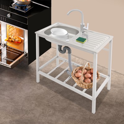 Utility Laundry Sink Kitchen Stainless Steel Single Bowl Sink Washing Station