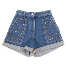 VALENTINO Valentino XB3DD13R6UK 100 Cotton Fruit with Jewel Denim Shorts Ind