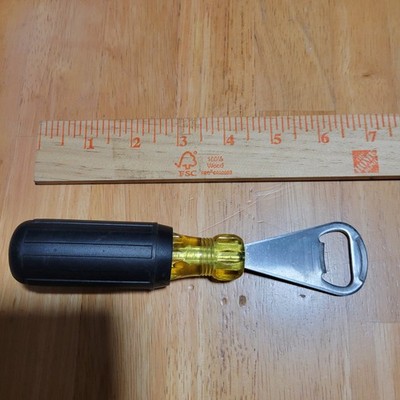 Stanley Beer Pop Soda Bottle Opener Black Yellow Rubber Handle