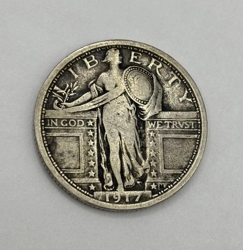 1917 Standing Liberty Type 1 Silver Quarter 25c *Beautiful old coin*