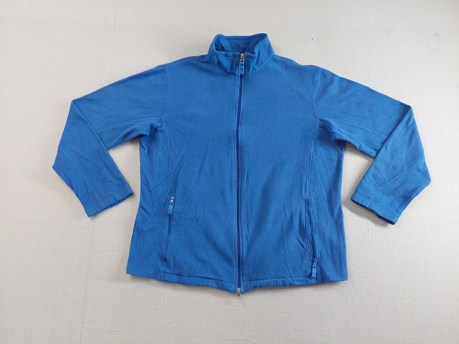 Lands' End Men Jacket XL Blue Long Sleeve Full Zip Mock Neck Outdoor Warmer