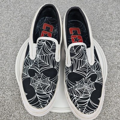 Converse One Star CC Slip On Shoe Sz M 8.5 W 10 Spider Webs Black/White 170941C