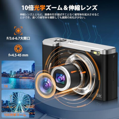 Lecnippy 5K Digital Camera | 10x Optical Zoom | 56MP | Dual Camera