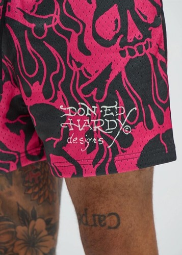 Ed Hardy Pink graphic mesh Shorts Mens - L NWT - Picture 3 of 6