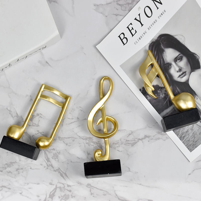 Golden Music Note /Statue Sculpture Piano Symbol Desktop 3pieces | eBay ...