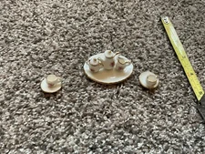 10 pc Vintage Porcelain Roses Teapot Sugar & Creamer Dollhouse Miniature