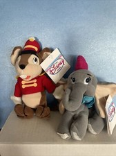 Disney Store Dumbo Bean Bag Plush 8" Lot Dumbo and Timothy With Tags NICE 