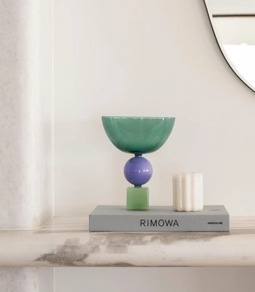 TEAL & LILAC TWO TONE MODERN PLAYFUL GEO BOWL CENTERPIECE Fazeek Handmade GEOTLJ - Image 4 of 4