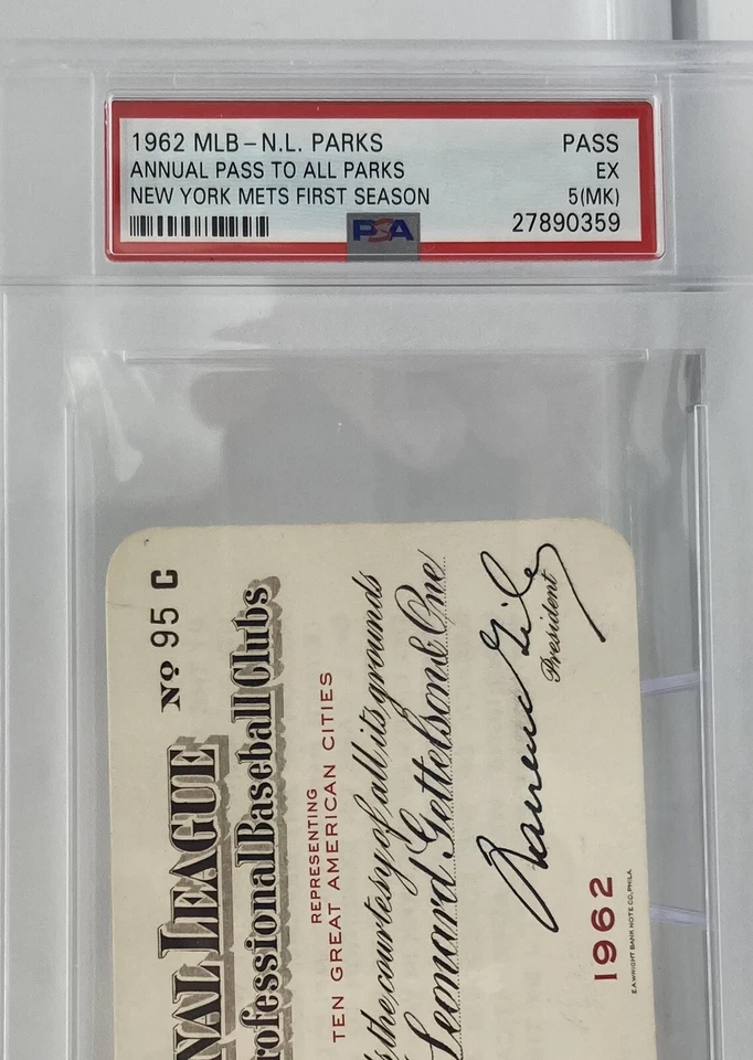 Sandy Koufax No-Hitter PSA Ticket Pass 1962  Mets 1st YR Mickey Mantle MVP 1/1⚾️ - Image 3 of 4