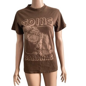 Super Mario Bros Tshirt Mens Small Going Bananas Donkey Kong NES Nintendo Brown