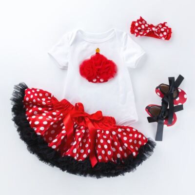 Cupcake Baby Mädchen erster Geburtstag Outfit Eis rot Rock Party Kinder Kleidung