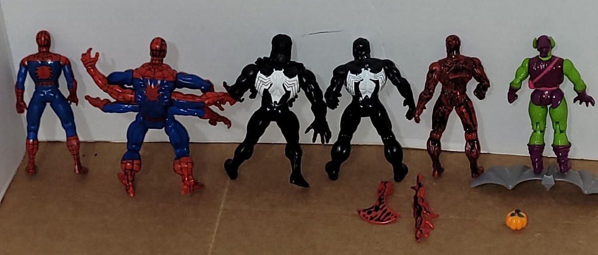Vintage ToyBiz 1994 6 arm Spider-Man Venom Carnage Green Goblin