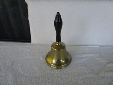 Large Solid Brass~[ 8.5" ]~ Bell With  Wooden Handle ~~1 POUND!!!