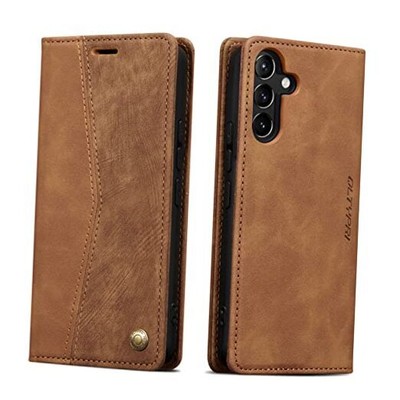  Wallet Case for Samsung Galaxy A15 4G/5G, Vintage Folio PU Leather Retro Brown