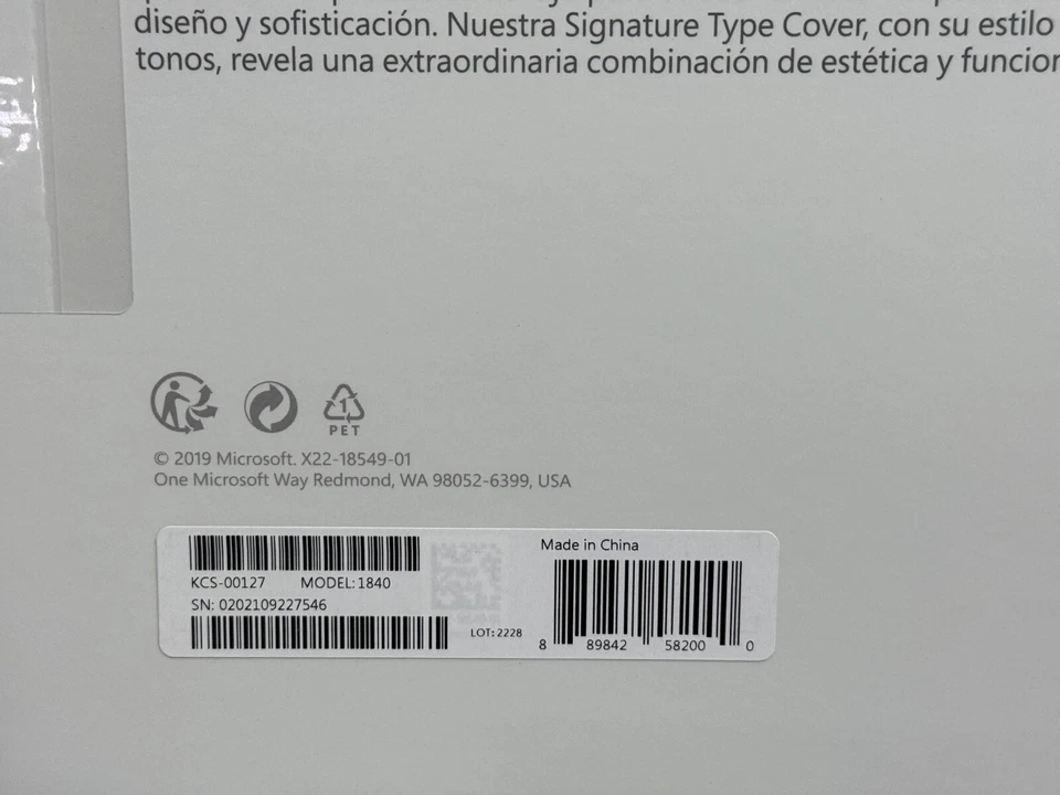 New Microsoft Surface Go Signature Type Cover Platinum French Layout KCS-00127 - Image 3 of 3