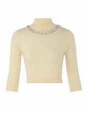 ZIMMERMANN MATCHMAKER CASHMERE WOOL HIGH NECK CROP TOP SWEATER AU 3, US 8 10 L