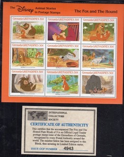GRENADA GRENADINES #987 1988 FOX&HOUND MINT VF NH O.G SHT9 W/CERT.(Z7.26)