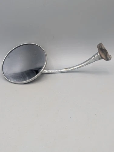 Hot Rod Curved Arm Door Edge Round Peep Mirror-Nice Patina