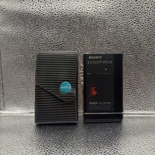 Vintage 1980's Sony WM-F100III Walkman & Case - Works Good