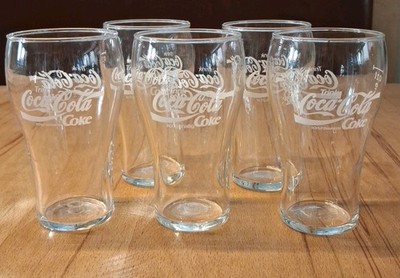 5 Trink Coca-Cola Coke Gläser 0,2l Vintage Transparent Weiße Schrift Alt Intakt