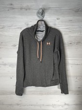 Under Armour Sweatshirt Womens Medium Gray Loose Fit Funnel Neck Thumbholes