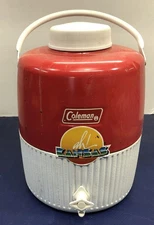 Coleman Red & White Water Jug 2 Gallon 1984 Cooler vintage camping snow lite