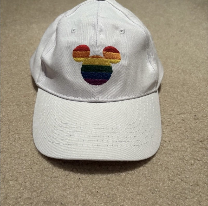 Disney Pride Collection White Rainbow Mickey Mouse Embroidered Adult Cap