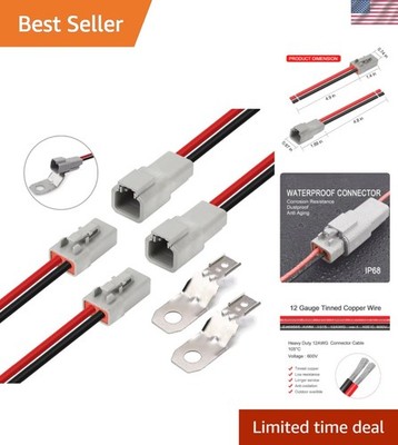 DTP 2 Pin Connector with 12 AWG Cable Wire,2 Way DT Automotive Waterproof Ele...
