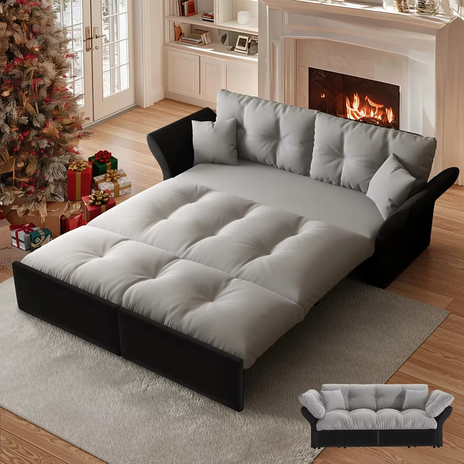 74.8' Queen Velvet Pull Out Sofa Bed, Luxury Futon Couch for Living Room, Office