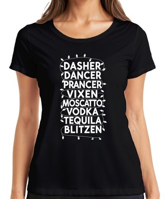 DASHER DANCER PRANCER VIXEN MOSCATTO Weihnachtsgeschenk lustig Damen T-Shirt