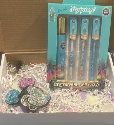 Siyiping Island Bliss Fragrance & Lip Gloss Set 4pc All Skin Type&Bling Bag Char