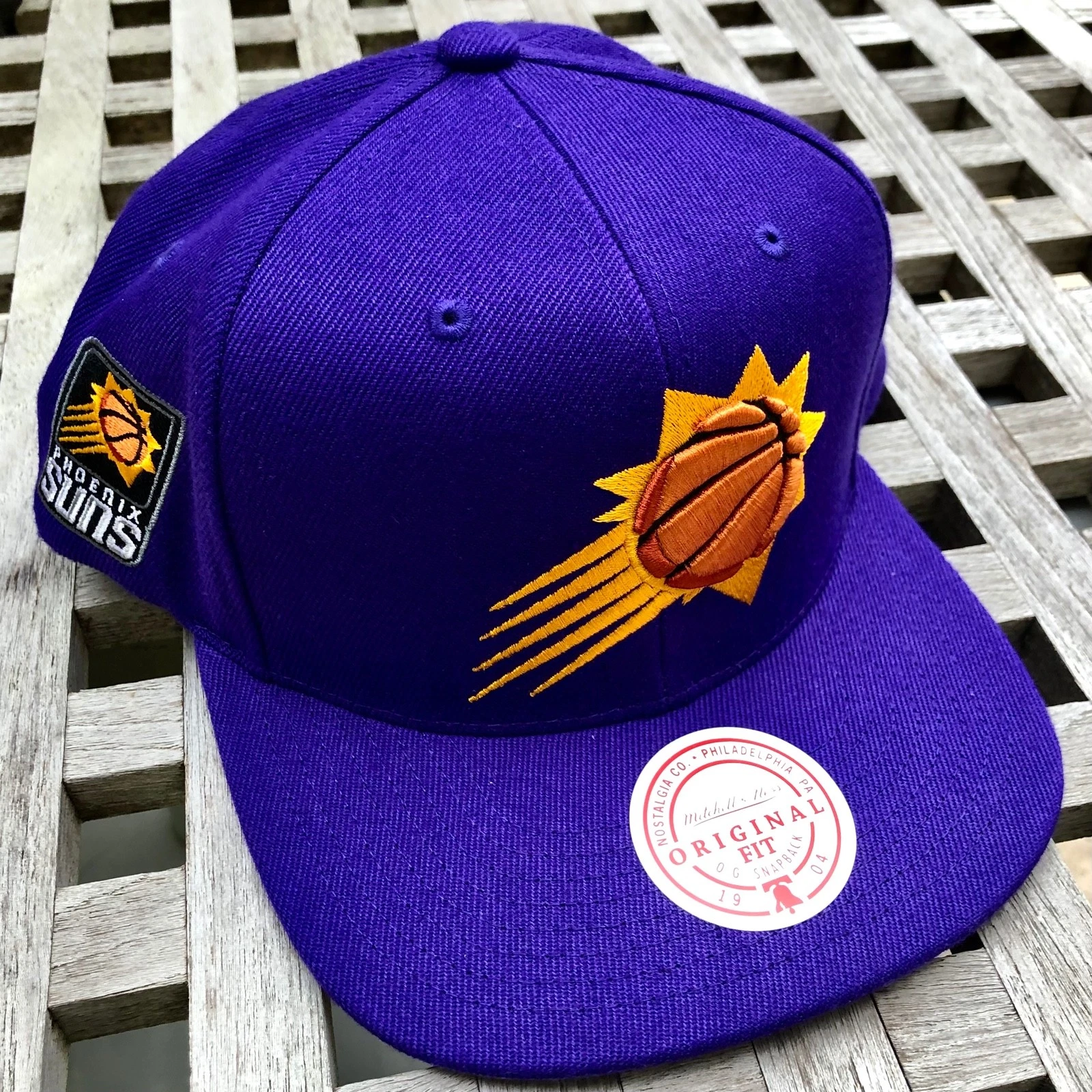 Phoenix Suns Logo Patch Mitchell Ness NBA Purple Snapback Cap Hat