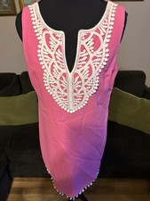 ELIZA J Womens Pink Dress Size 6 Crochet Sleeveless V-Neck Lined Summer Mini