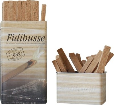 BRUNNER Fidibusse Kaminanzünder 50 Stück in nostalgischer Blechdose - natürlich 