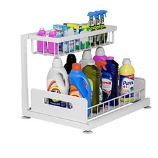 2-Tier Under Sink Slide Out Organizer, Pull Out Cabinet Storage Shelf with