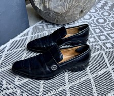 Mens Gucci Dress loafers 6.5/7.5 Style 407295 Black w/Silver Emblem