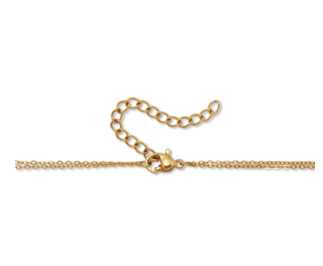 COLLAR TRÉBOL MADREPERLA AMARILLO GP ACERO INOXIDABLE DOBLE HEBRA 18" Foto 2 de 2